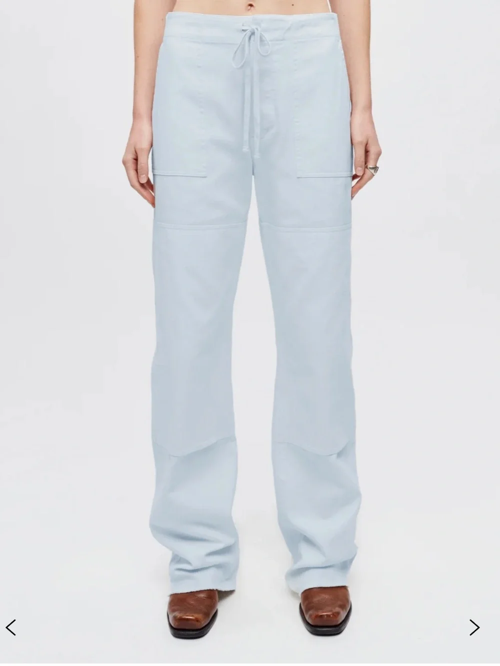 Re/Done Beach Pants 25 Light Blue Wide Leg Cotton